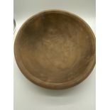 Early 20th. C. beech butter bowl { 12cm H X 44cm Dia }