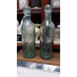 Two 19th C. Twinems of Dublin blop top bottles. {23 cm H}