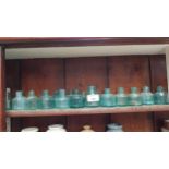 Selection of twenty five ink bottles in various shapes some with chips to neck. Largest {7 cm H x