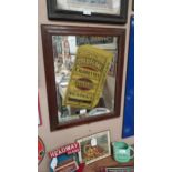 Gold flake framed advertising mirror {57cm H x 47cm W}.