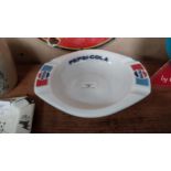 Pepsi Cola opaline advertising ashtray. {5 cm H x 23 cm W x 19 cm D}.