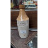 A. Mitchell Ramelton stoneware Ginger Beer Bottle. {20 cm W x 7 cm Dia.}.