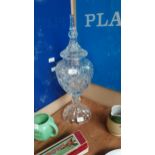 19th C. cut glass sweet dispenser. {56 cm H x 18 cm W X 18 cm D}.