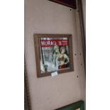 Murad Turkish Cigarettes framed advertising mirror. {24 cm H x 22 cm W}.