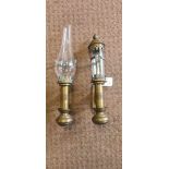 Two brass Great Western Railway carraige lamps {34cm H x 6cm W