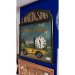 J Martin and Sons Moving Company wooden advertising clock. {52 cm H x 50 cm W}.