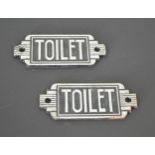 Pair of Toilet door plaques in the Art Deco style{6 cm H x 18 cm W}.