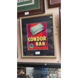 Gallaghers Condor Bar framed showcard. {40 cm H x 30 cm W}.