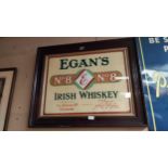 Egan's No. 8 Irish Whiskey framed advertising print {63 cm H x 78 cm W}.