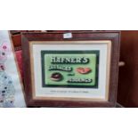 Hafner's Sausages and Puddings advertising print. {37cm H X 46cm W}.