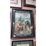 Capstan Navy Cut Medium Tobacco framed advertising showcard stamped Dublin {69 cm H X 53 cm W}.