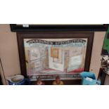 Harding's Specialities Linen Merchants York framed advertising print. {44 cm H x 67 cm W}.