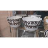 Pair of 19th C. brown and white spongeware ceramic porridge bowls {10 cm H x 15 cm Dia.}.