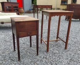 Late Georgian mahogany table and mahogany pot cupboard. {71 cm H x 44 cm W x 40 cm D} and {60 cm H x