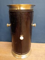 19th C. plate warmer with brass top and base.