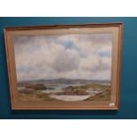 Frank Egginton Coastal scene watercolour mounted in pine frame {53 cm H x 75 cm W}.