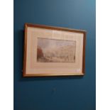 19th C. framed watercolour - City Scene - {40 cm H x 53 cm W}.