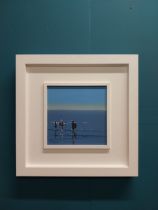 John Morris Shallow Waters oil on board mounted in frame {19 cm H x 19 cm W measurement of picture