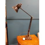 1930's adjustable machinist's metal angle poise lamp. {72 cm H x 47 cm W}