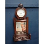 20th C. oak barometer with inset mirror and shelf {H 65cm x W 28cm x D 11cm }.