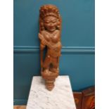 19th C. Middle Eastern carved wooden model of Musician. (45 cm H x 15 cm W x 11 cm D}.