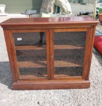 19th C. mahogany side cabinet with two glazed doors. {94 cm H x 106 cm W x 32 cm D}.
