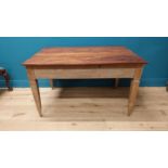 19th C. French oak and walnut kitchen table raised on square tapered legs {72 cm H x 125 cm W x 87