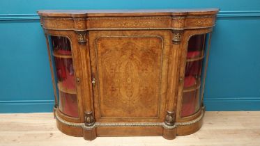 Exceptional quality 19th C. French walnut and satinwood inlaid credenza with ormolu mounts with