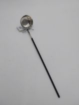 Irish George II silver toddy ladle, the bowl inset with George II silver shilling 1758 and with