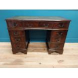 Good quality mahogany pedestal desk with inset leather top {80 cm H x 120 cm W x 60 cm D}.