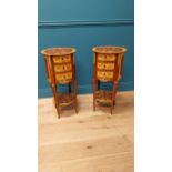 Pair of French kingwood beside cabinets with ormolu mounts raised on cabriole legs {74 cm H x 34