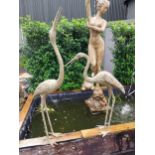 Pair of good quality bronze Herons {120cm H x 60 cmW x 20cm D and 86 cm H x 72 cm W x 20 cm D }.