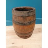 Early 20th C. oak and metal bound log bucket {42 cm H x 34 cm Dia.}.