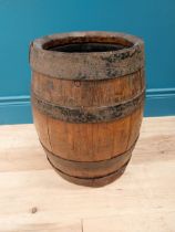 Early 20th C. oak and metal bound log bucket {42 cm H x 34 cm Dia.}.