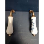 Set of ceramic porcelain brass floral design door handles {H 3cm x W 11cm x D 5cm One handle plain