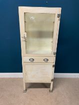 Early 20th C. painted metal dentist cabinet {163cm H x 63cm W x 41cm D}
