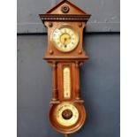 Wurttemberg clock and barometer with enamel face {H 65cm x W 22cm x D 11cm}.
