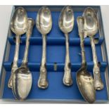 Set of six Irish Georgian silver Kings Pattern serving spoons. Hallmarked in Dublin 1826 Maker T.