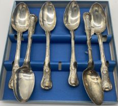 Set of six Irish Georgian silver Kings Pattern serving spoons. Hallmarked in Dublin 1826 Maker T.