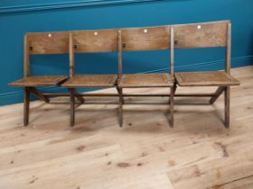 Early 20th C. oak folding bench {83 cm H x 185 cm W x 70 cm D}.