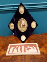 Early 20th C. folding picture frame and plaster Grecian plaque {22 cm H x 18 cm W and 10 cm H x 25