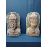 Pair of Mongolian busts {H 50cm x W 30cm x D 12cm}.