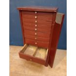 Pine specimen cabinet with ten drawers {H 80cm x W 37cm x D 30cm }.