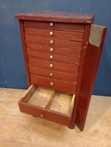 Pine specimen cabinet with ten drawers {H 80cm x W 37cm x D 30cm }.