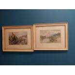 Pair of coloured prints mounted in wooden frames. {46 cm H x 57 cm W}.