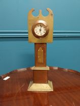20th C. Arts and Crafts brass and copper battery operated model of Grandfather clock. {26 cm H x