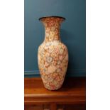 Early 20th C. hand painted ceramic Oriental vase decorated with Lotus flowers {69 cm H x 30 cm