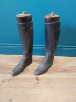 pair 20th C. leather riding boots. {50 cm H x 26 cm W x 13 cm D}.