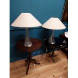 Pair of Paul Costello polished metal and glass table lamps with cloth shades. {65 cm H x 55 cm