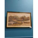 Framed watercolour signed FE - Vartry Bridge Wicklow. {32 cm H x 39 cm W}